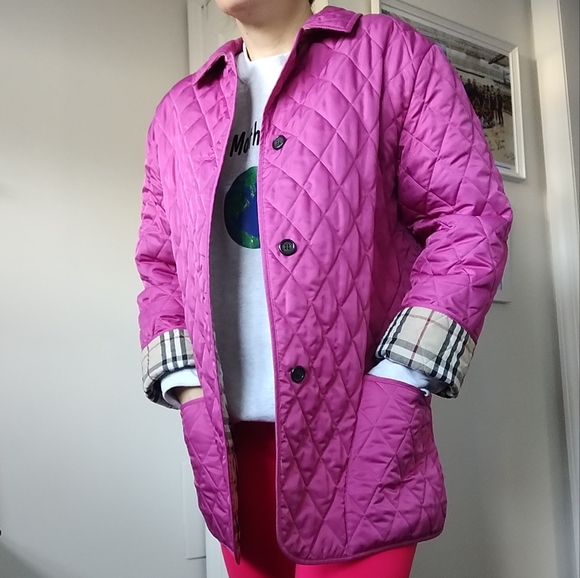 Burberry Jackets & Coats Burberry Quilted Pink Jacket Medium Poshmark
